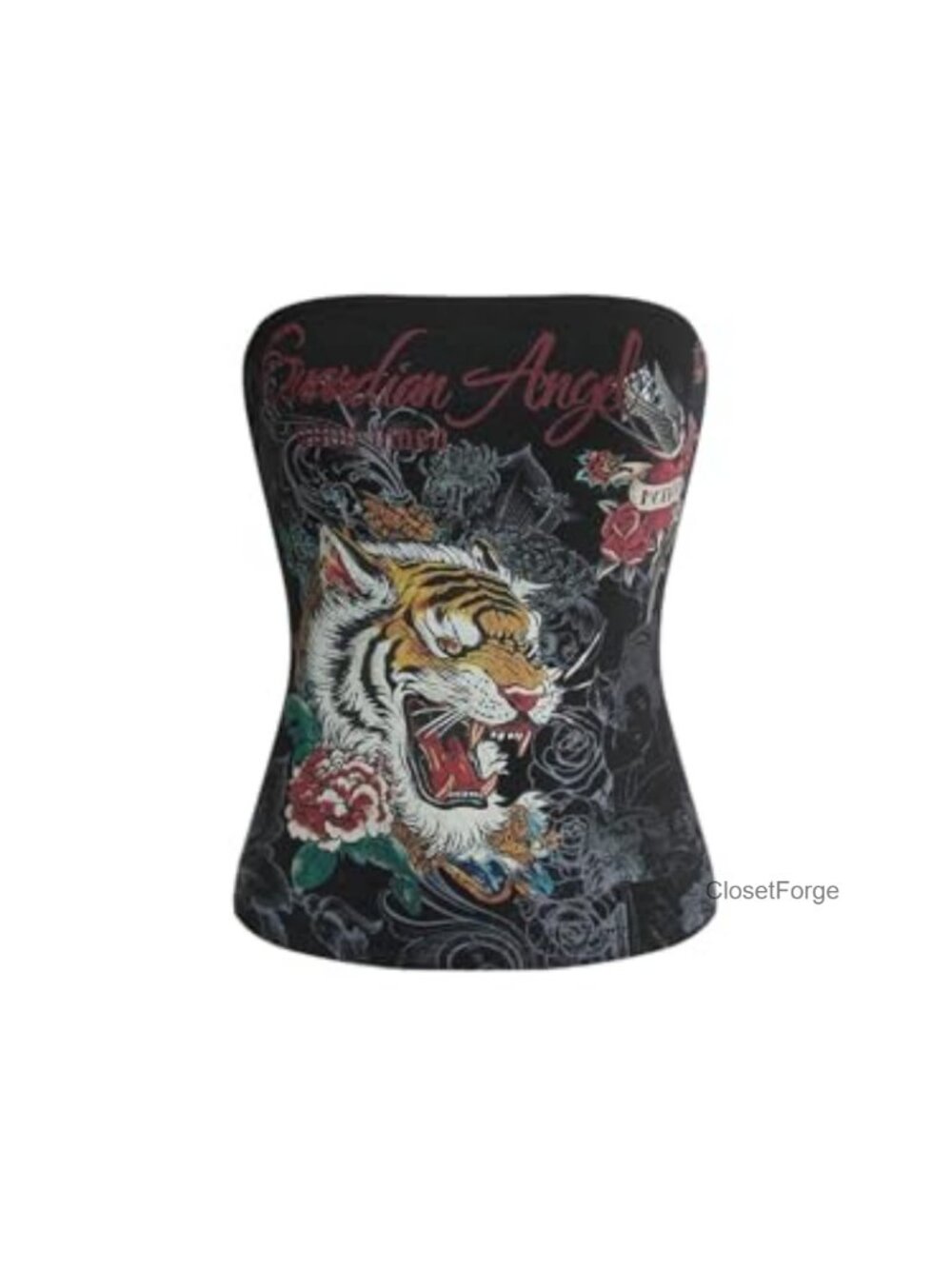 Y2K Graphic Tube Top Sleeveless Strapless Bandeau Going Out Top
